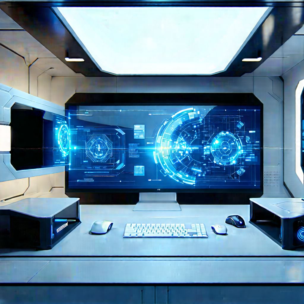 Futuristic digital workspace