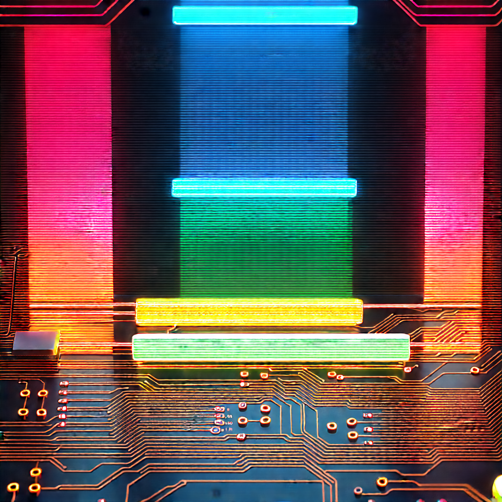 Circuit board with neon accents