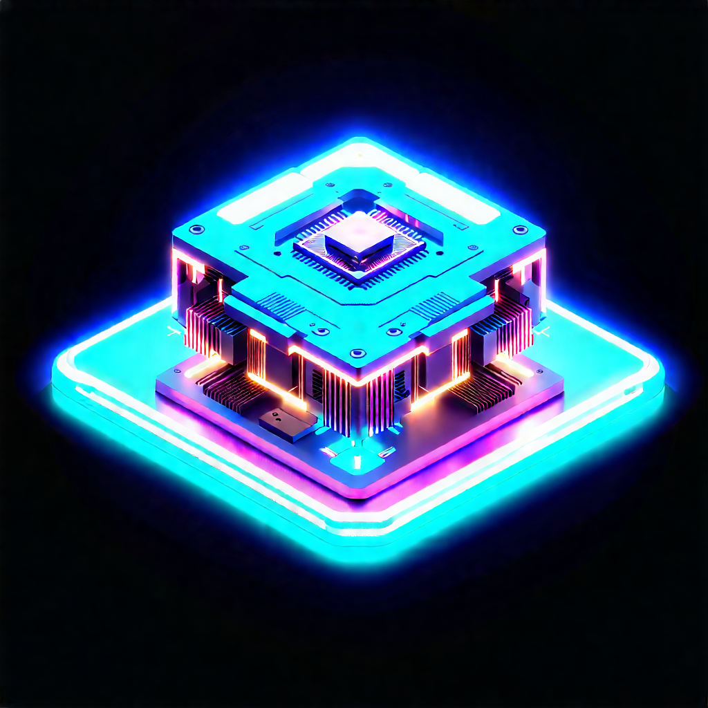 Quantum Computer With Neon Accents With Image, There