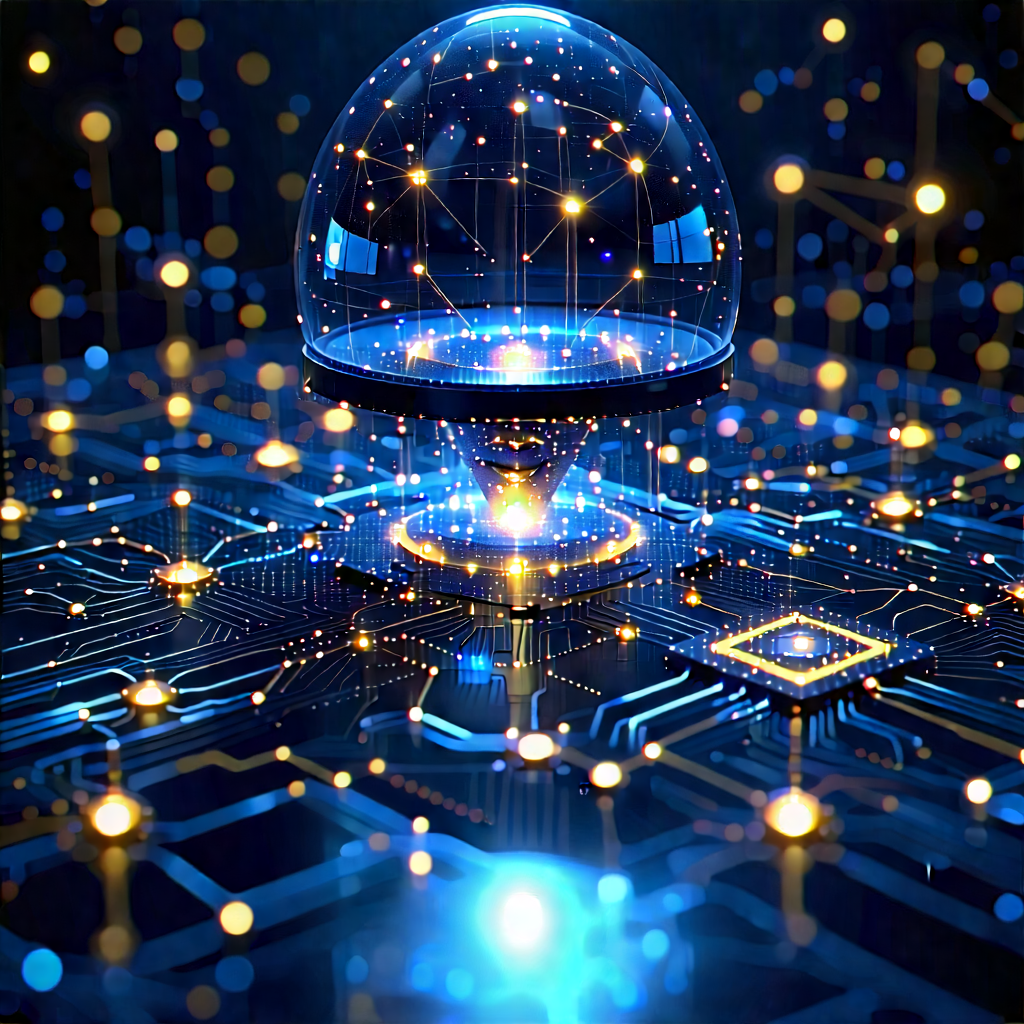 Blockchain Network Visualization With Blue Sphere