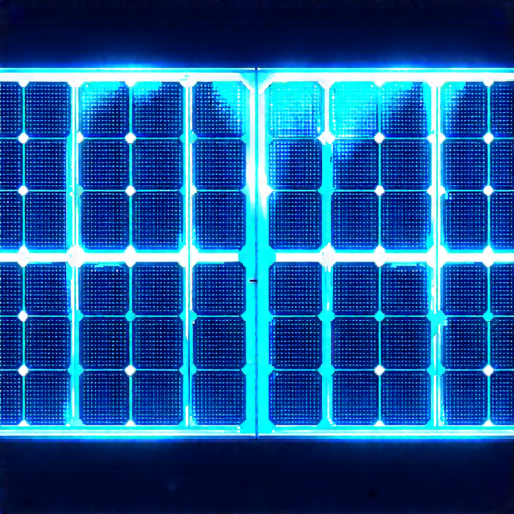 Solar panel with blue light (glow:1.31)