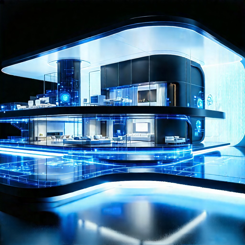 (futuristic:1.36) Smart Home With Futuristic Building