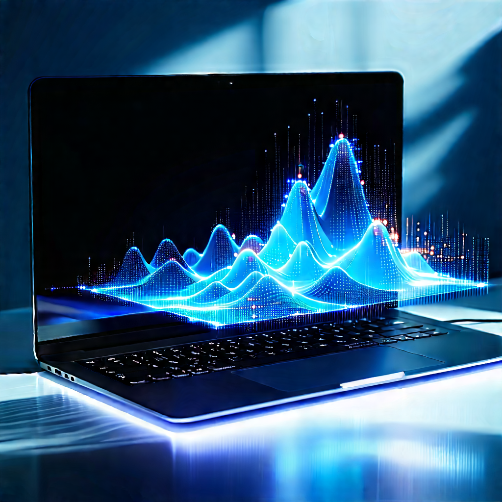 Laptop With Data Visualization With Laptop Computer
