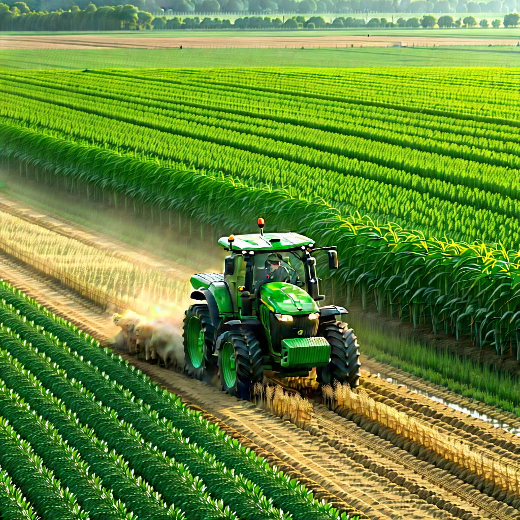 Agricultural Technology In Field Deployment With Green Tractor