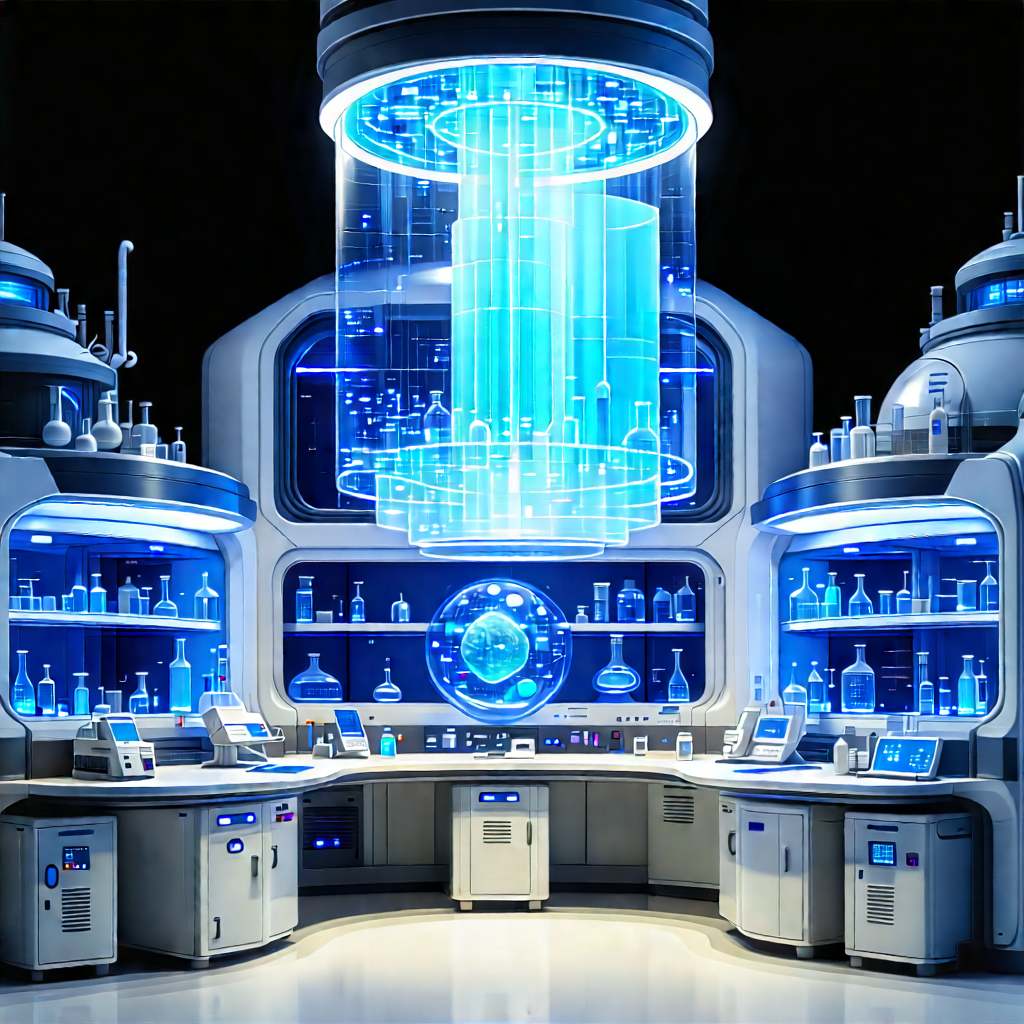 (futuristic:1.32) Research Laboratory With Image, There