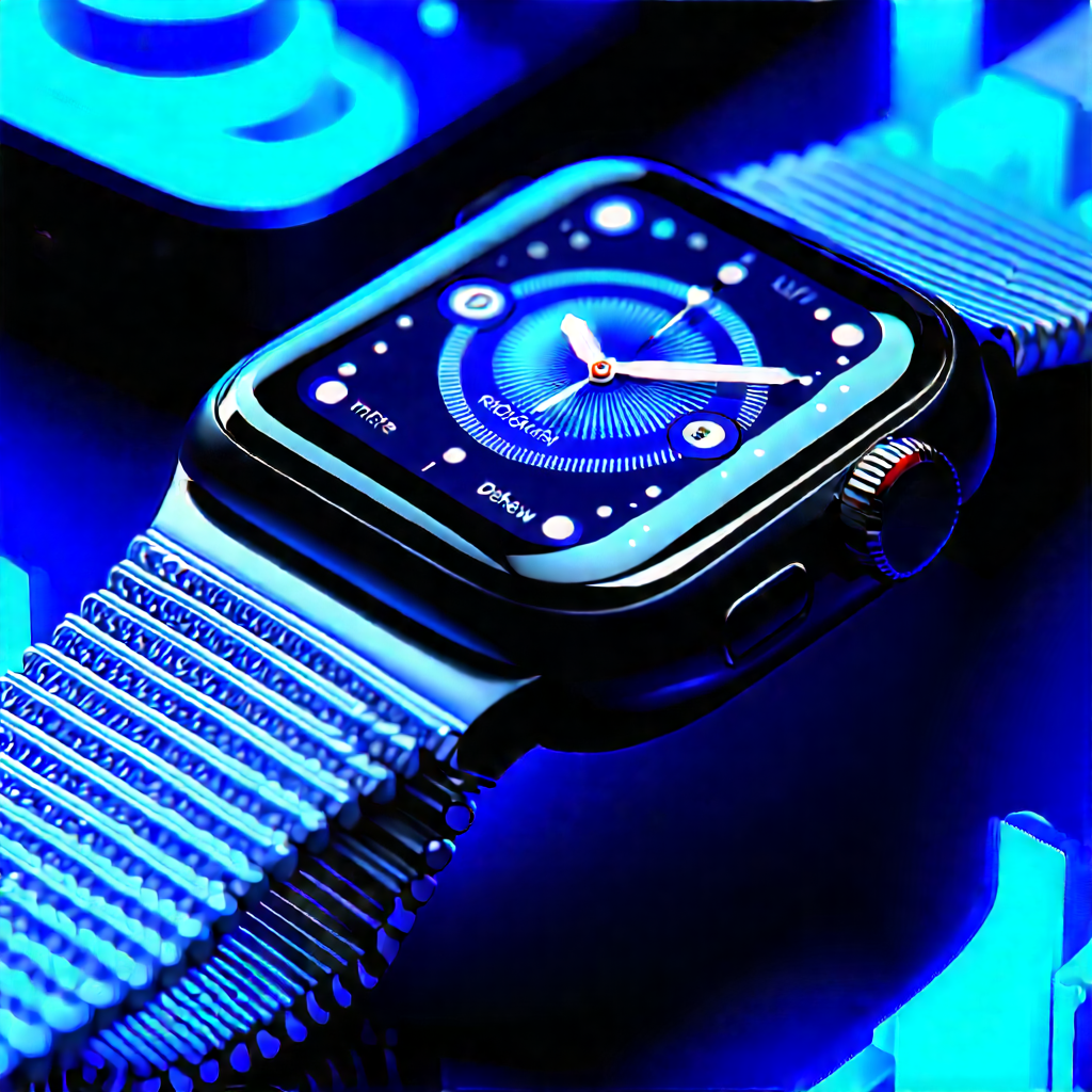Smart Watch With Data Visualization With Black Blue
