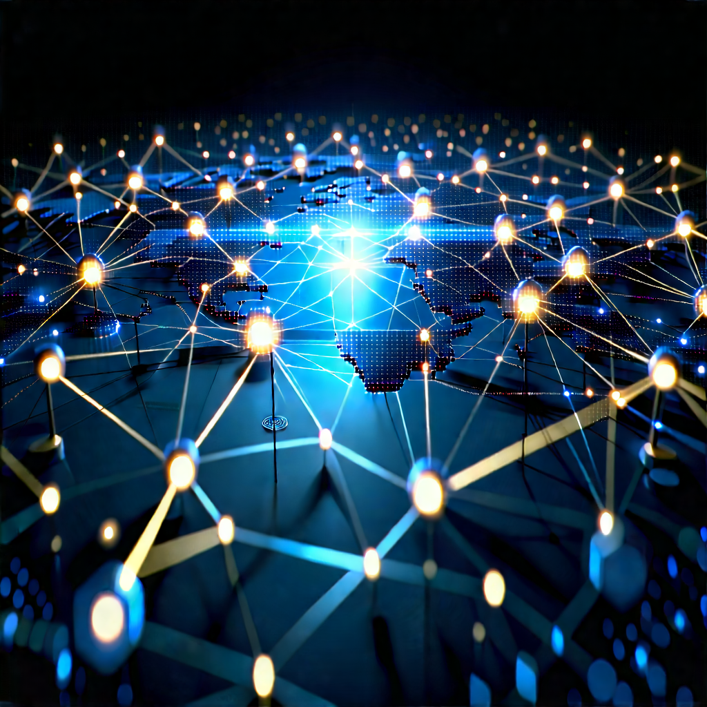 Blockchain Network Visualization With Blue White