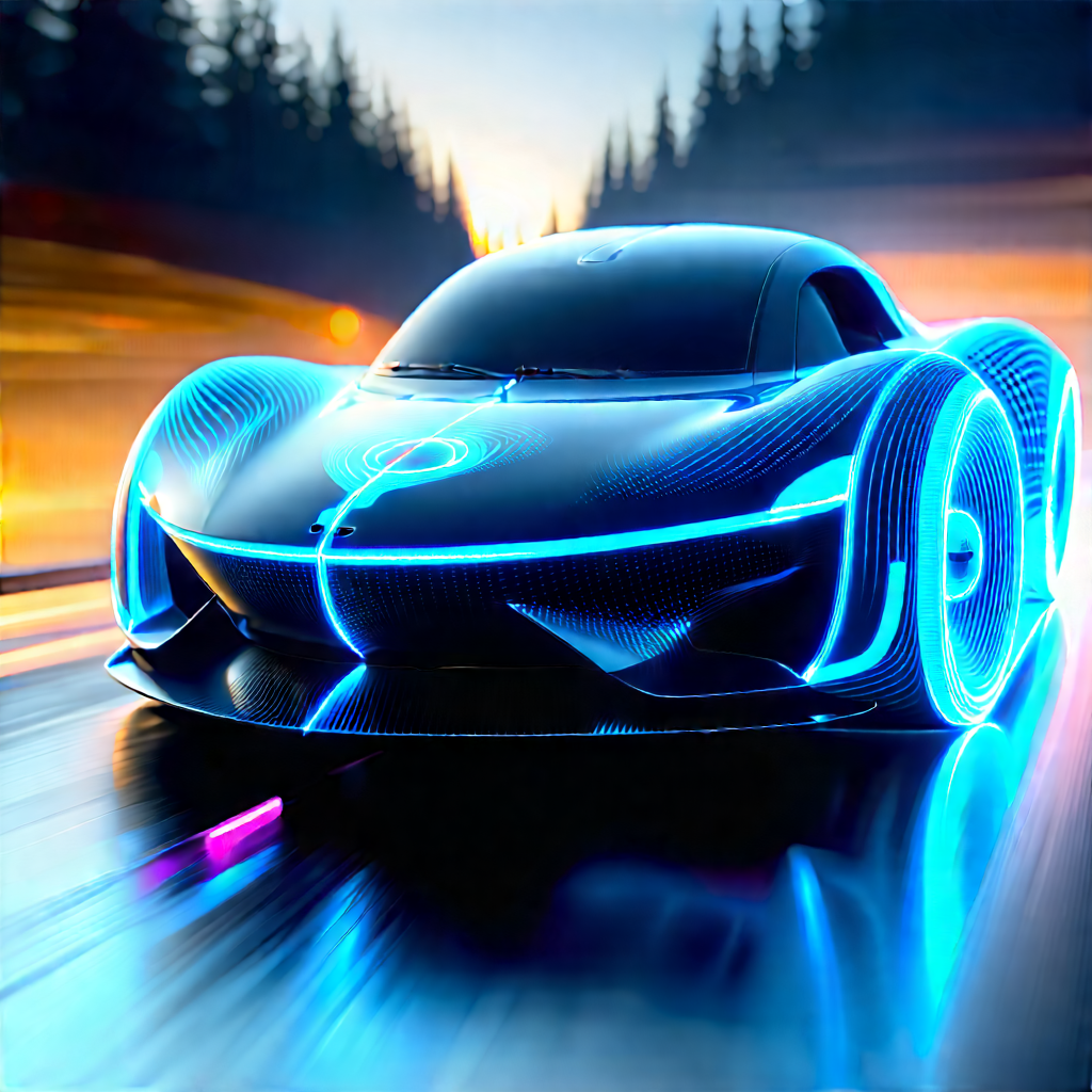 Innovative Electric Vehicle (design:1.37) With Futuristic Blue