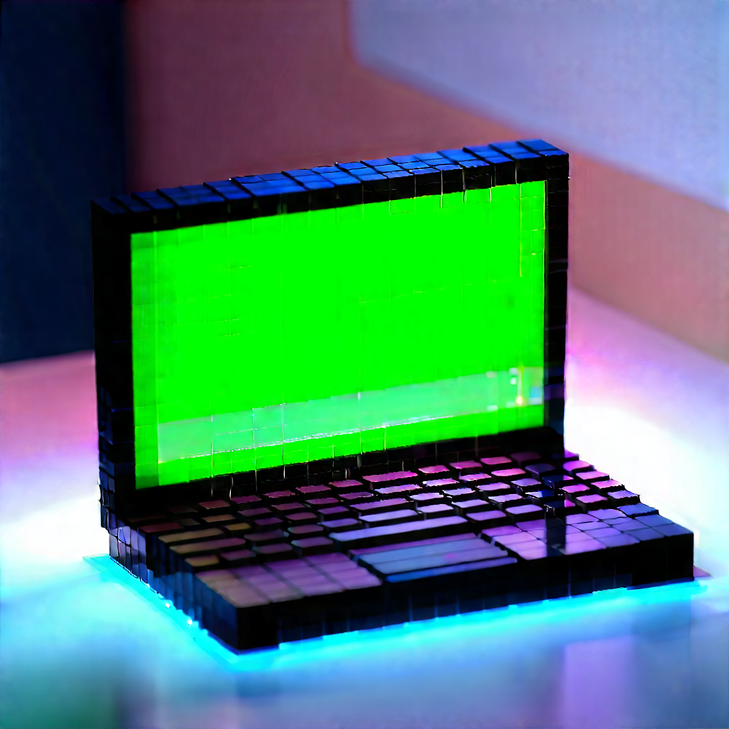 Laptop with glowing screen