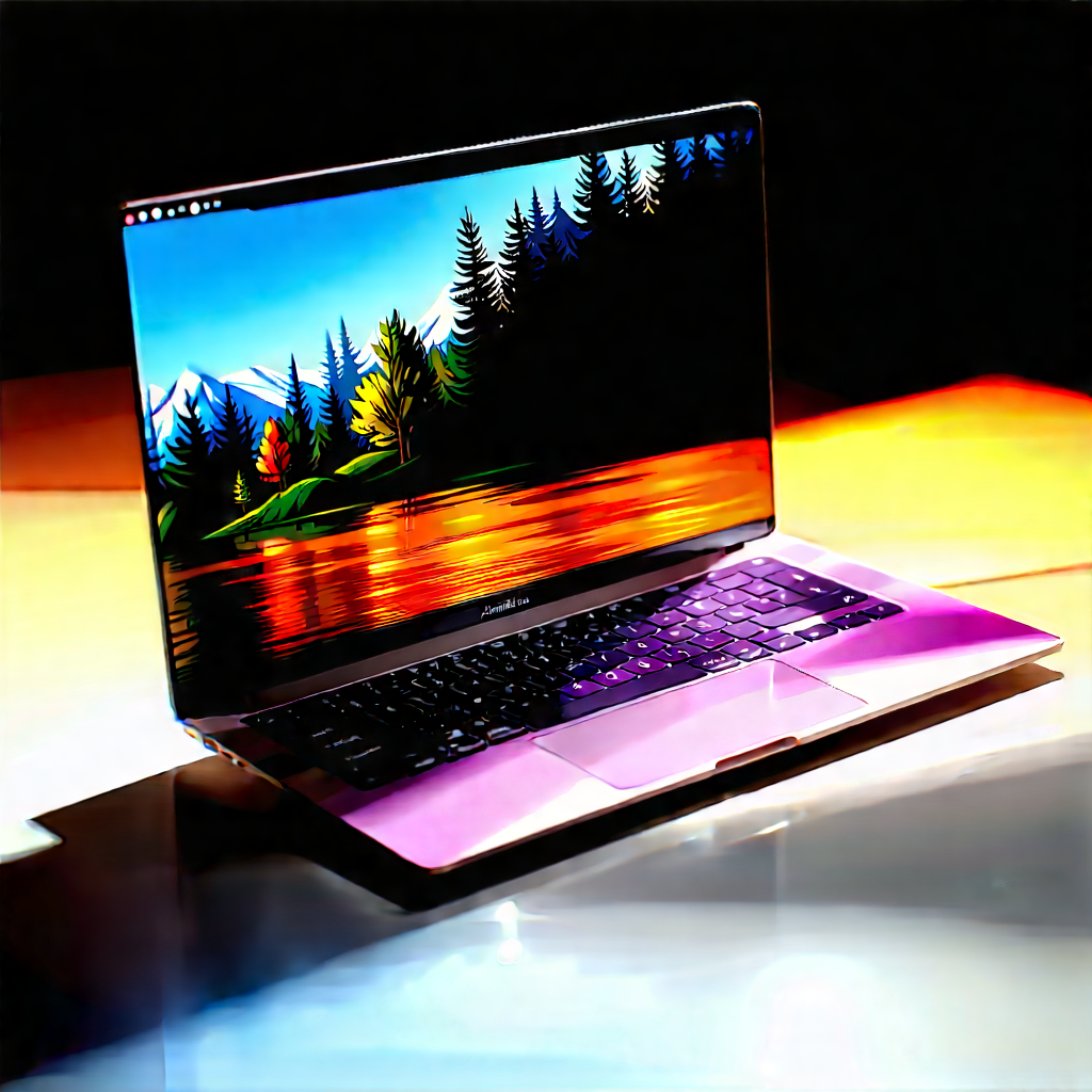 Laptop With Digital Artwork With Laptop Computer