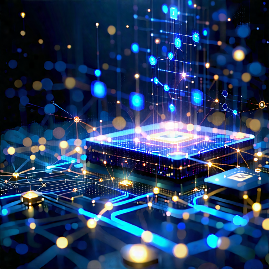 Blockchain Network Visualization With Blue Yellow
