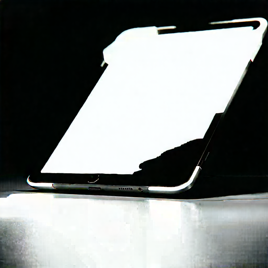 Tablet with glowing screen