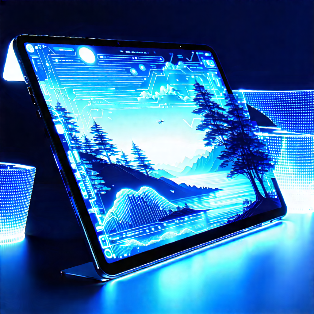 Tablet With Holographic Display With Laptop Computer