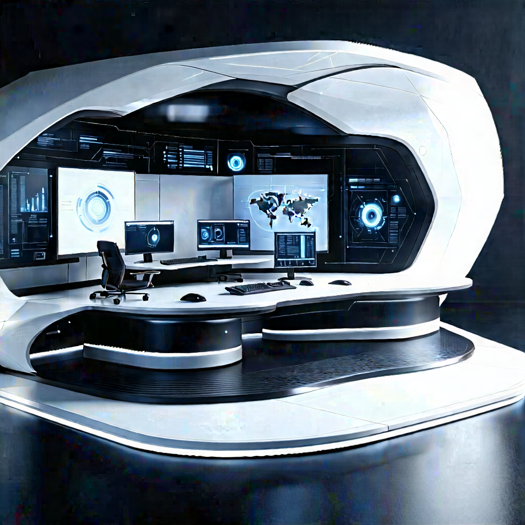 Futuristic (digital:1.25) workspace