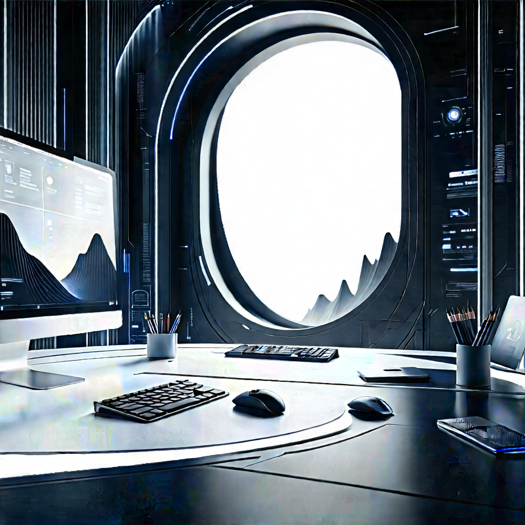 Futuristic digital workspace