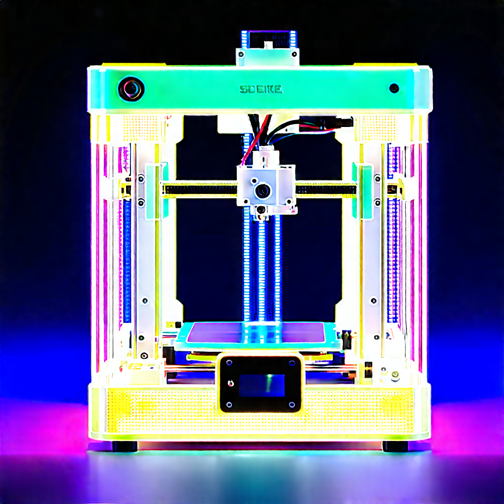 3d Printer With Neon Accents With Printer Shown