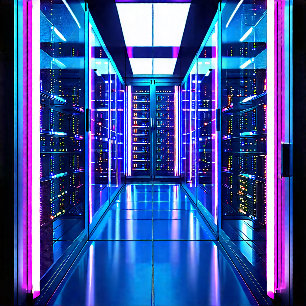 Server Rack With Neon Accents With Image, There