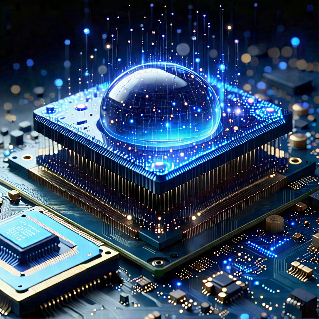 Quantum Computer With (digital:1.13) Particles With Close-up Computer