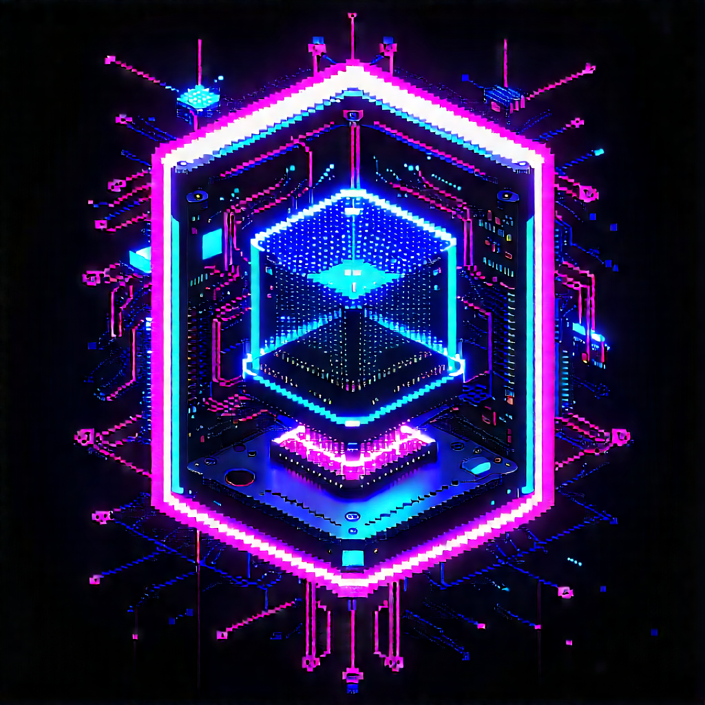 Quantum computer with neon accents