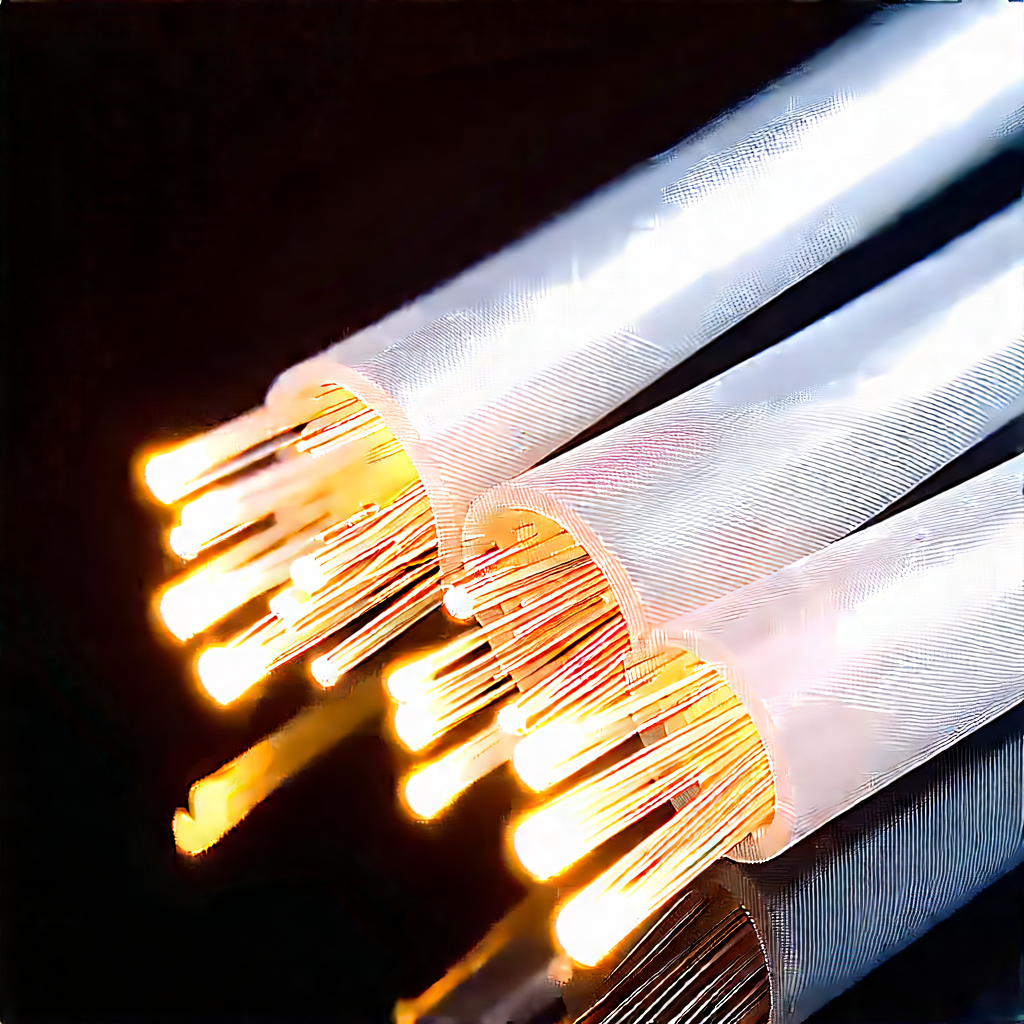 Close-up Of Fiber Optic Cables With Close-up Group
