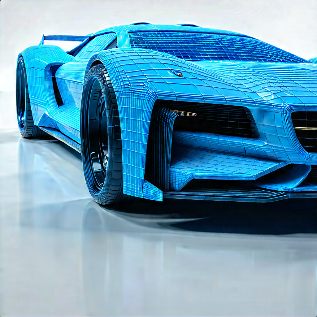 Automotive Technology In (design:1.28) Studio With Blue Sports