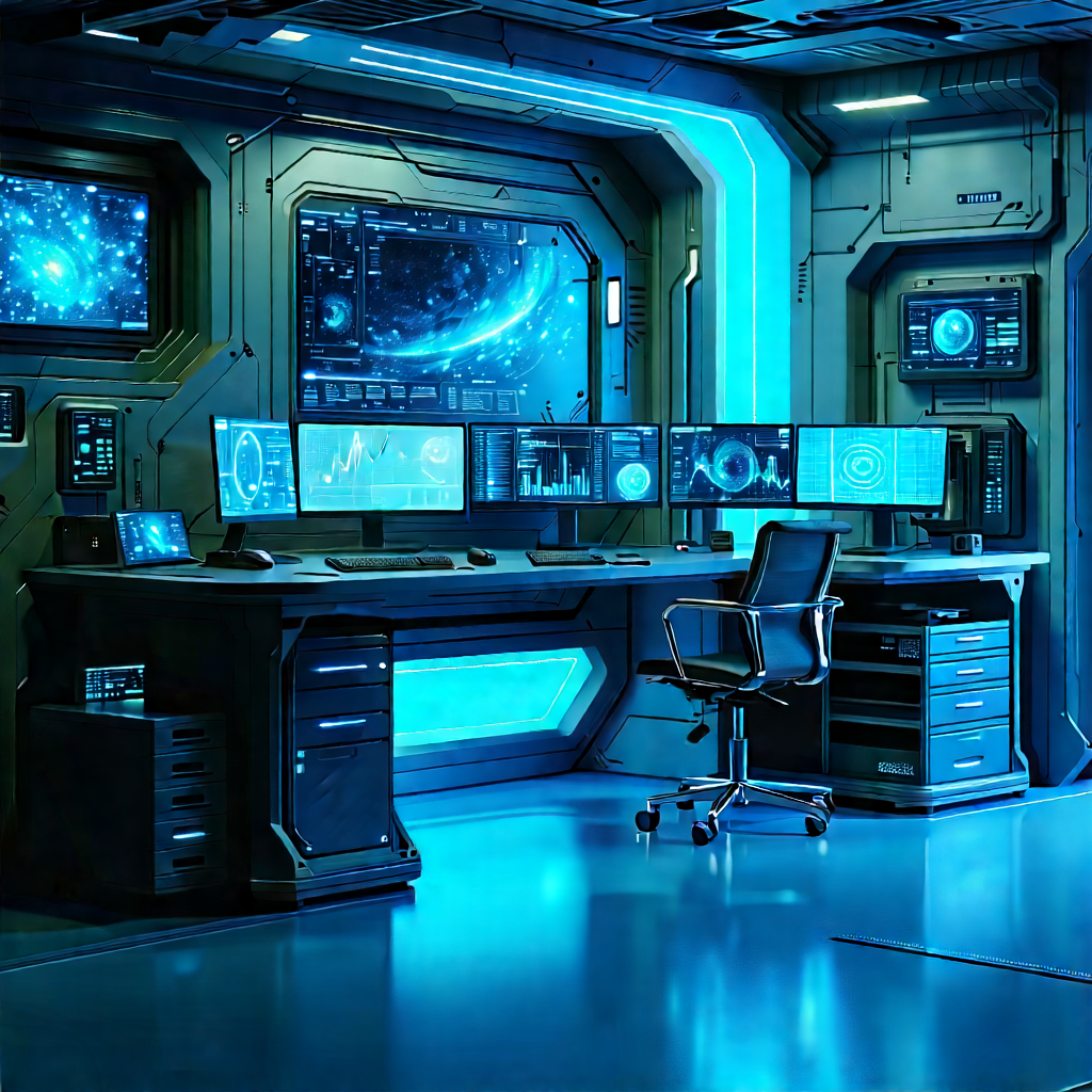 Futuristic digital workspace