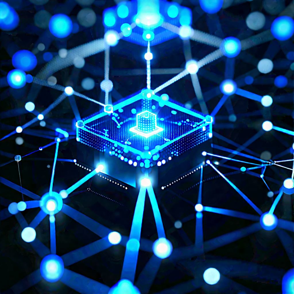 Blockchain Network Visualization With Blue Blue