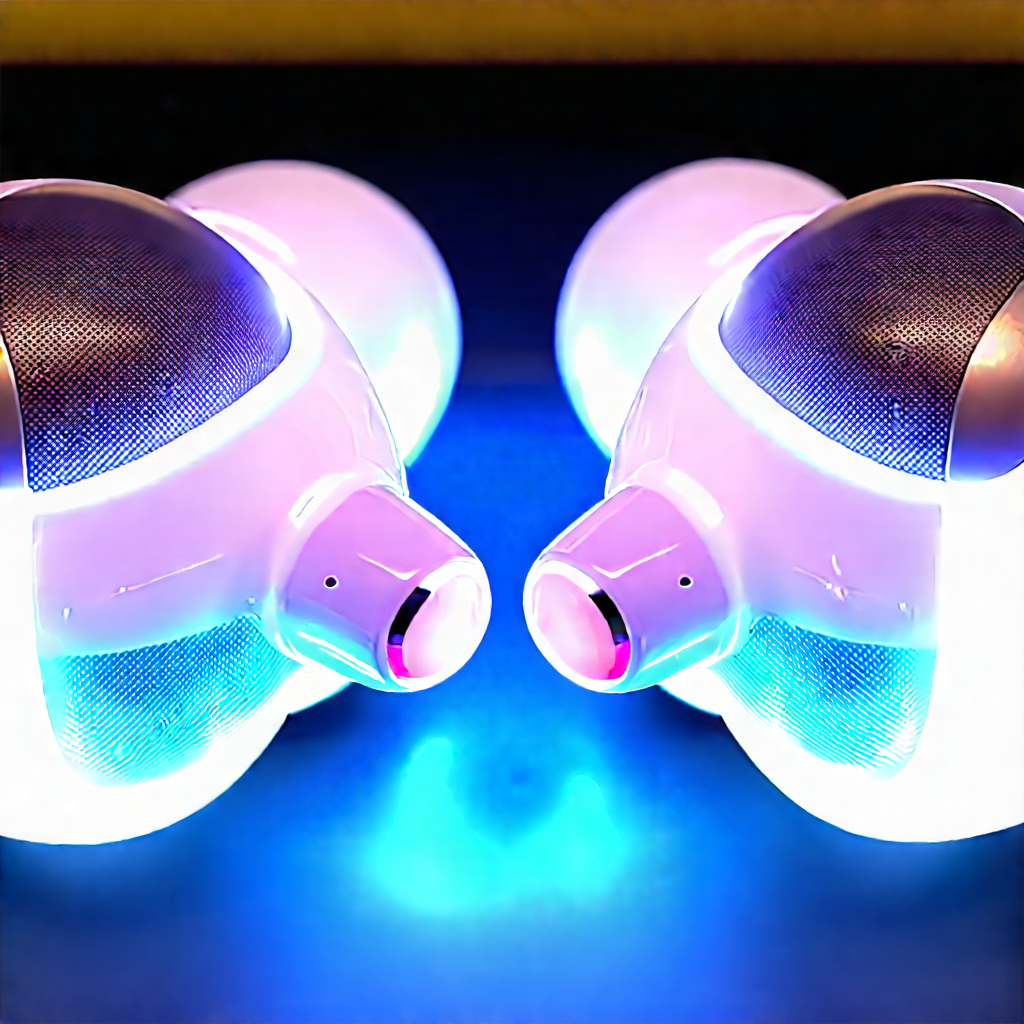 Wireless Earbuds With Glowing Screen With Pink White