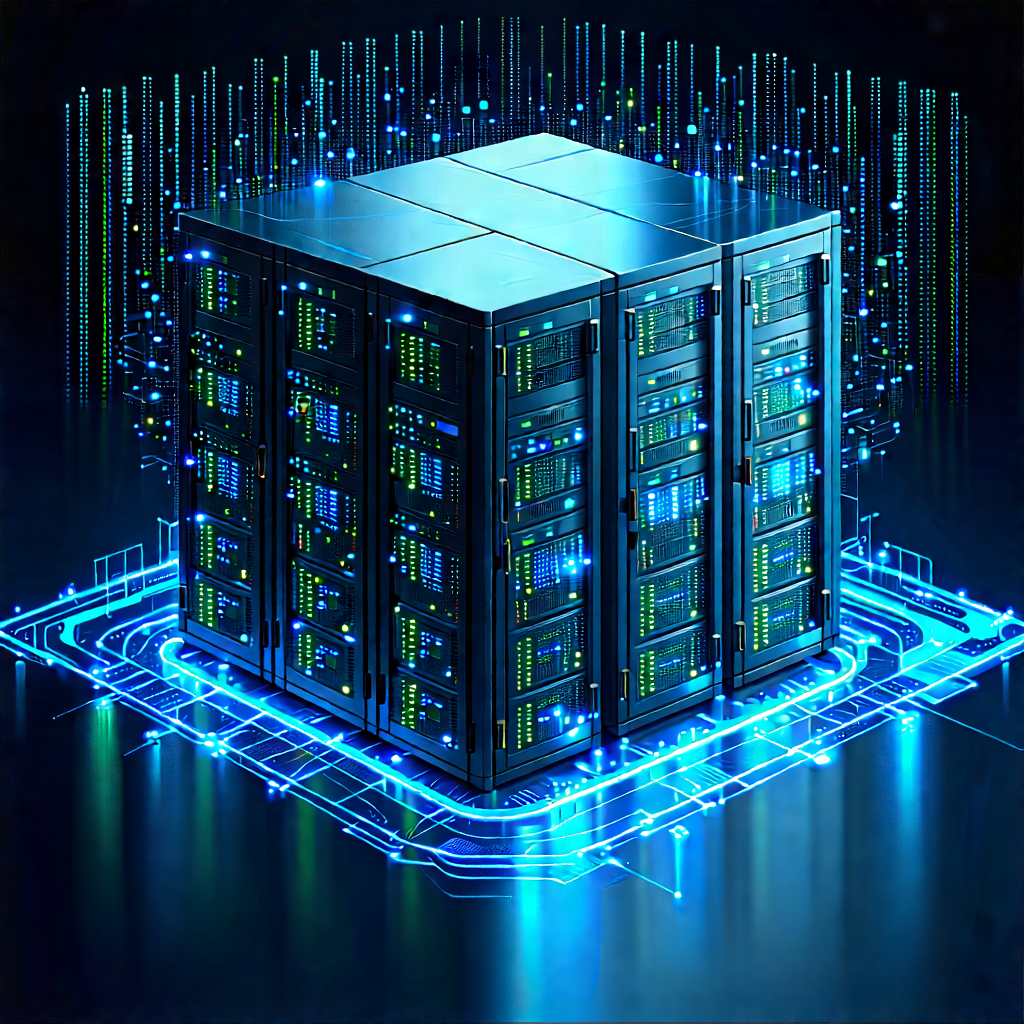 Server rack with data streams
