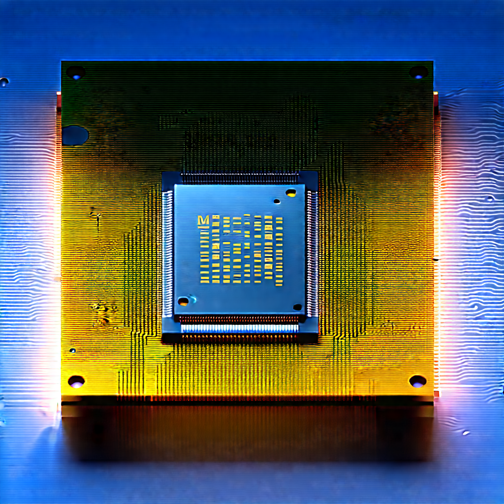 Microchip With Digital Particles With Close-up Computer