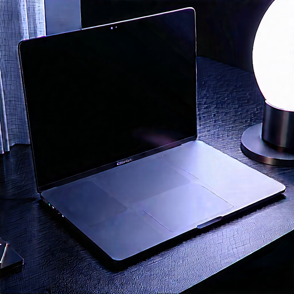 Laptop with (digital:1.32) artwork