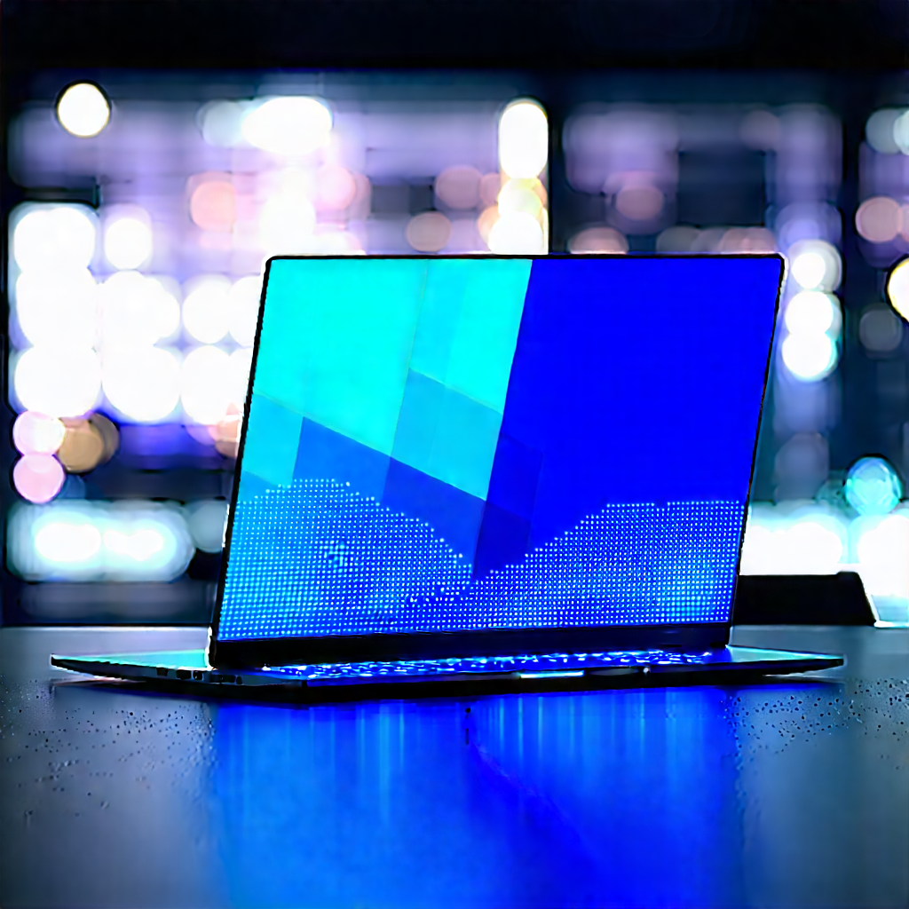 Laptop With Glowing Screen With Laptop Computer
