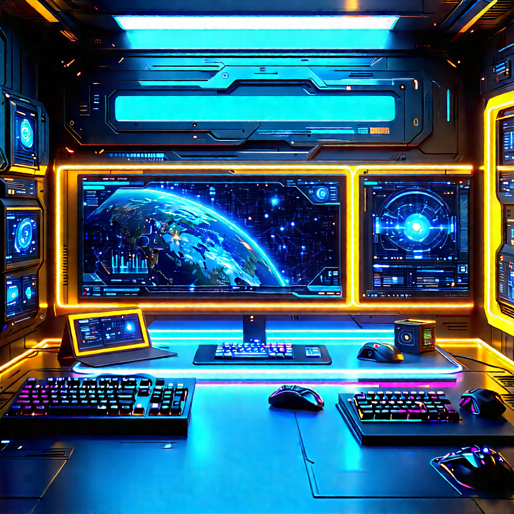 Futuristic (digital:1.14) Workspace With Image