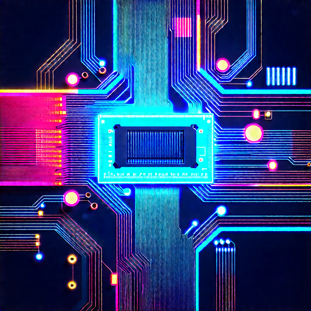 Circuit board with neon accents
