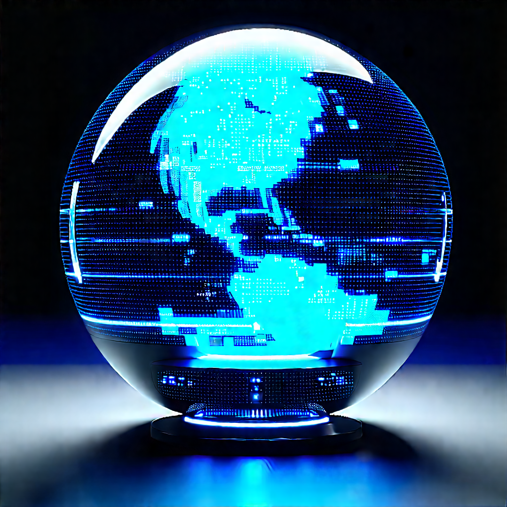 Financial Technology In (design:1.15) Studio With Blue Globe