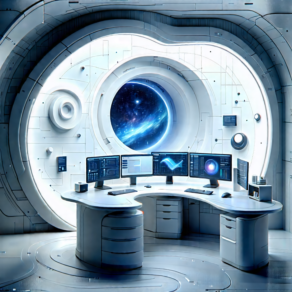 (futuristic:1.18) Digital Workspace With Image, There