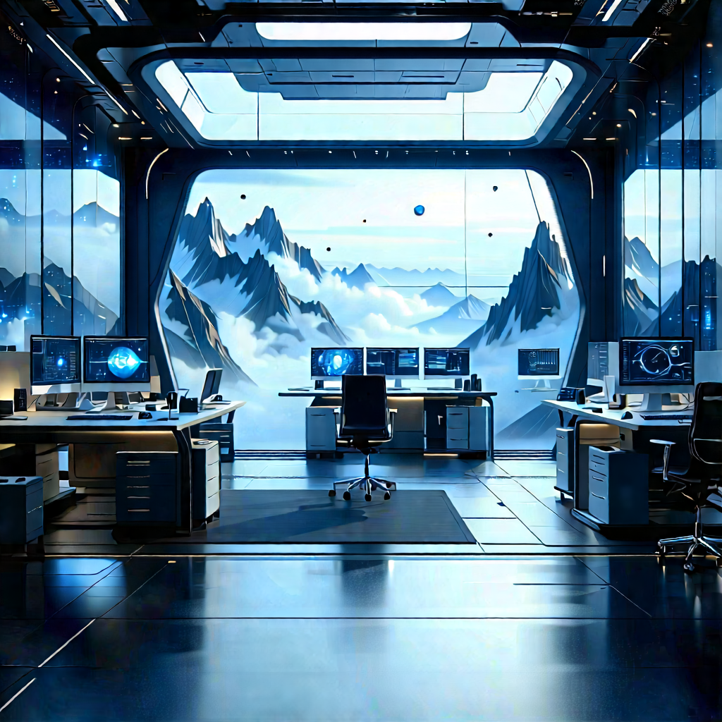 Futuristic Tech Startup Office With Image, There