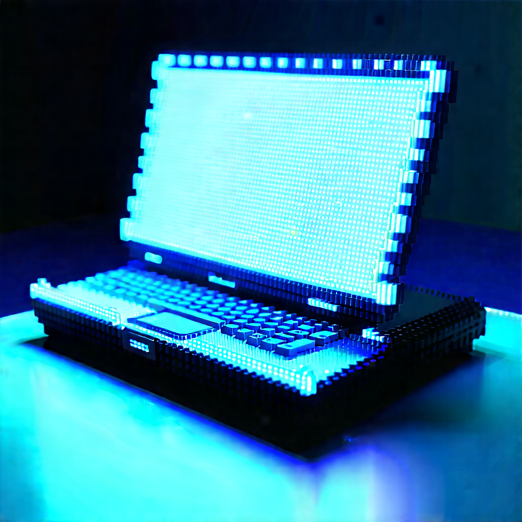 Laptop With Glowing Screen With Laptop Computer