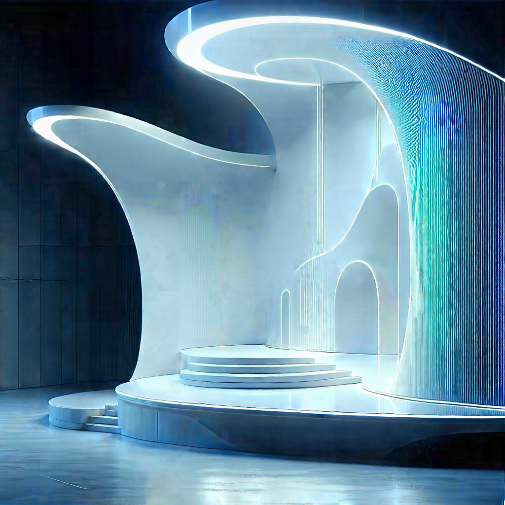 (futuristic:1.2) Tech Startup Office With Large, Modern