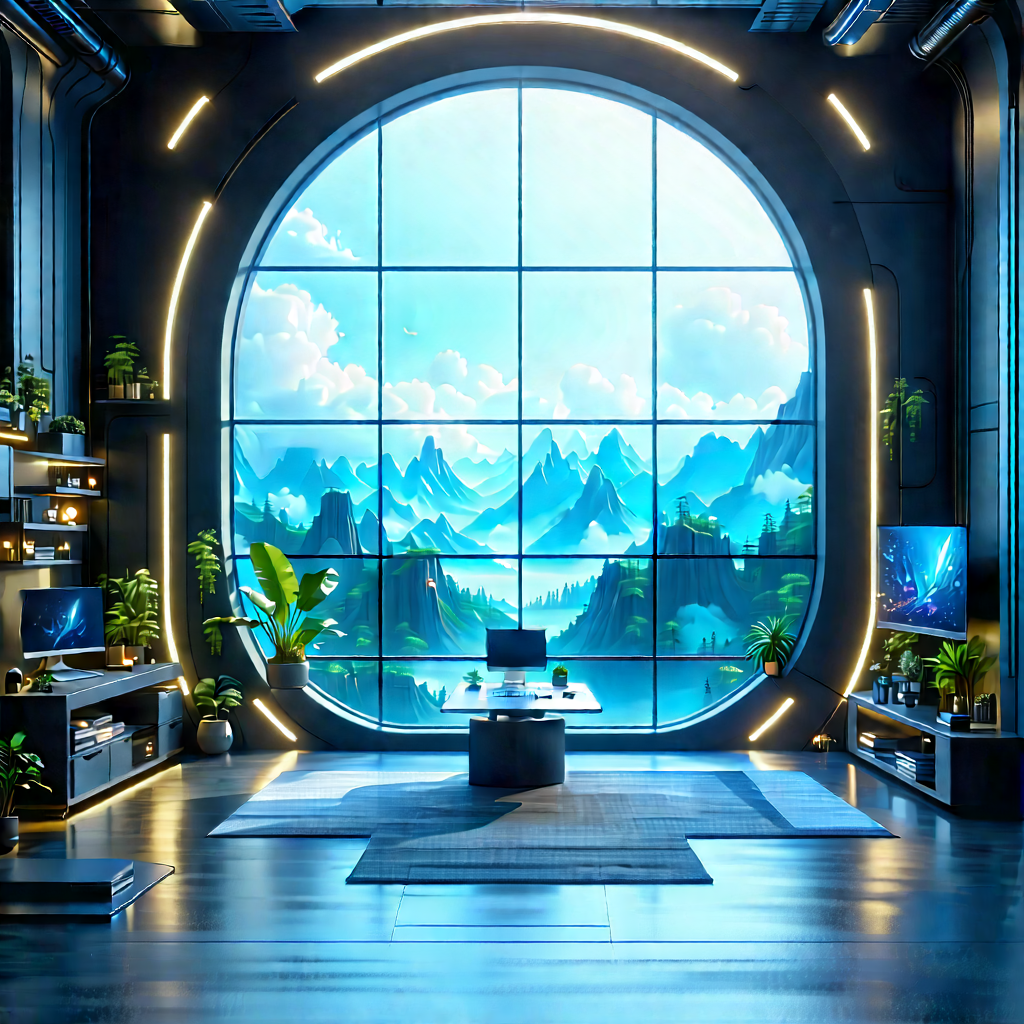 Futuristic Tech Startup Office With Image, There