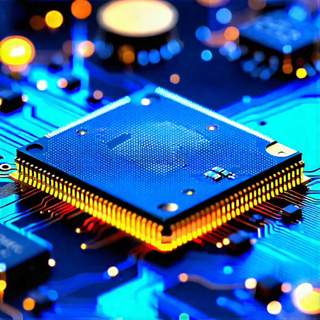 Close-up Of Electronic Circuit With Close-up Computer