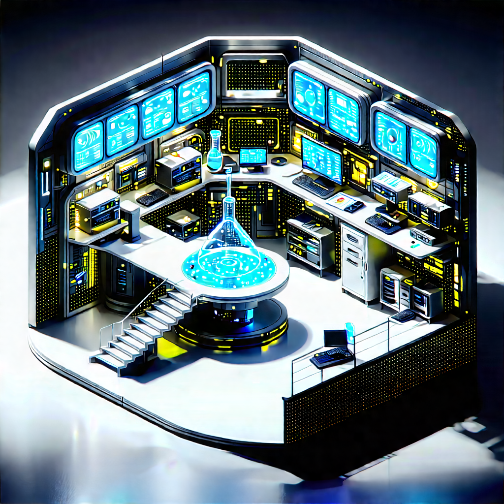 Futuristic Research Laboratory With Image, There