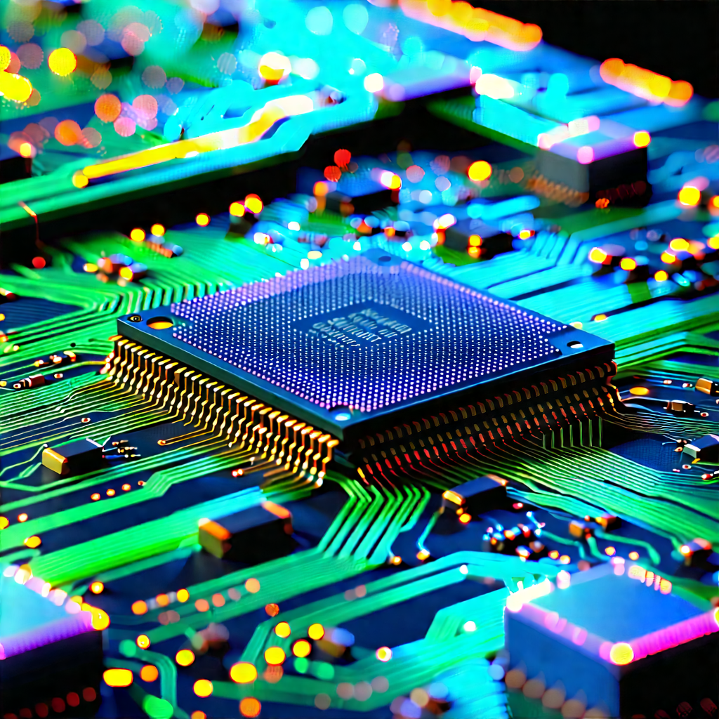 Close-up Of Electronic Circuit With Computer Chip