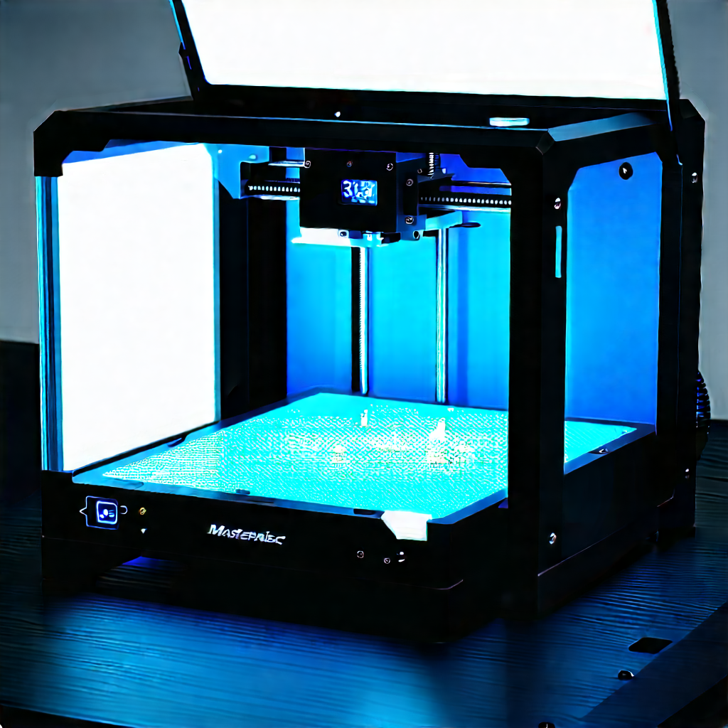 3d Printer With Blue Light Glow With Blue Printer