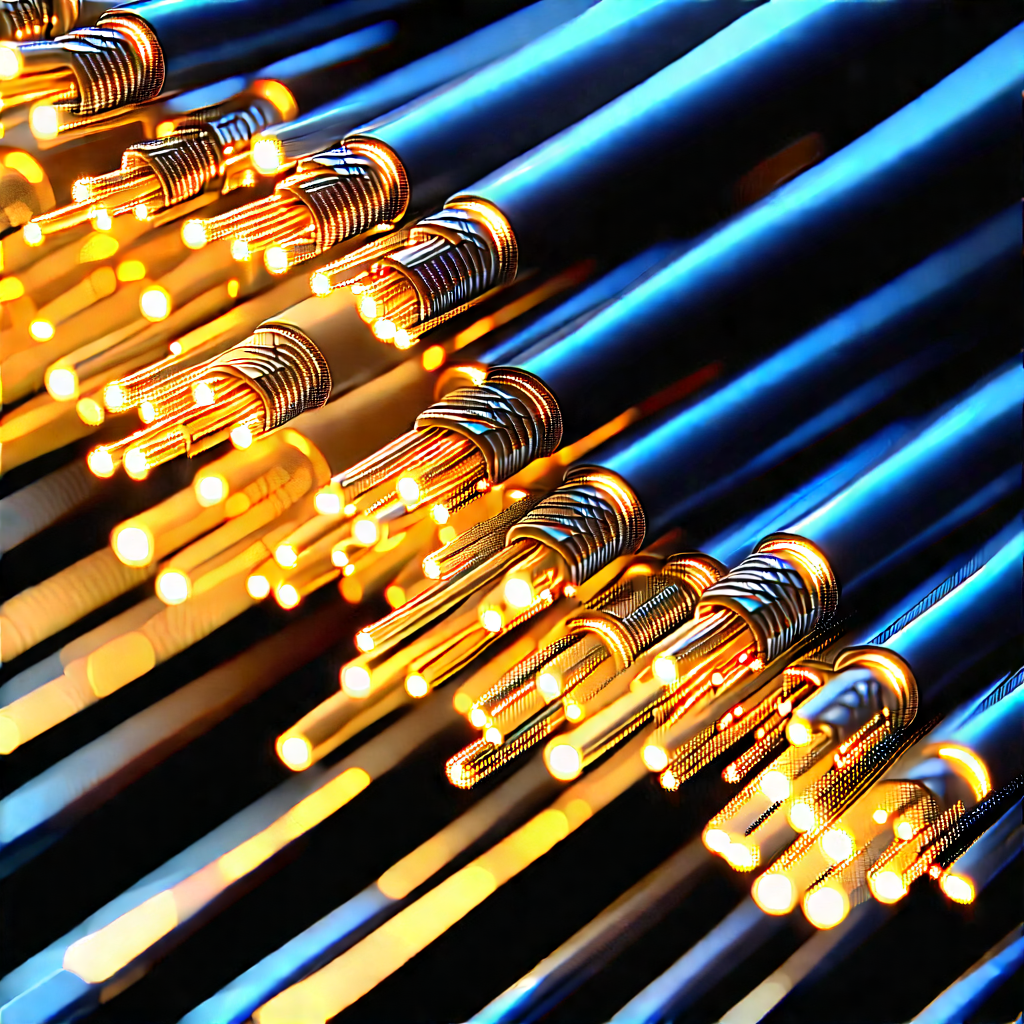Close-up of fiber optic cables