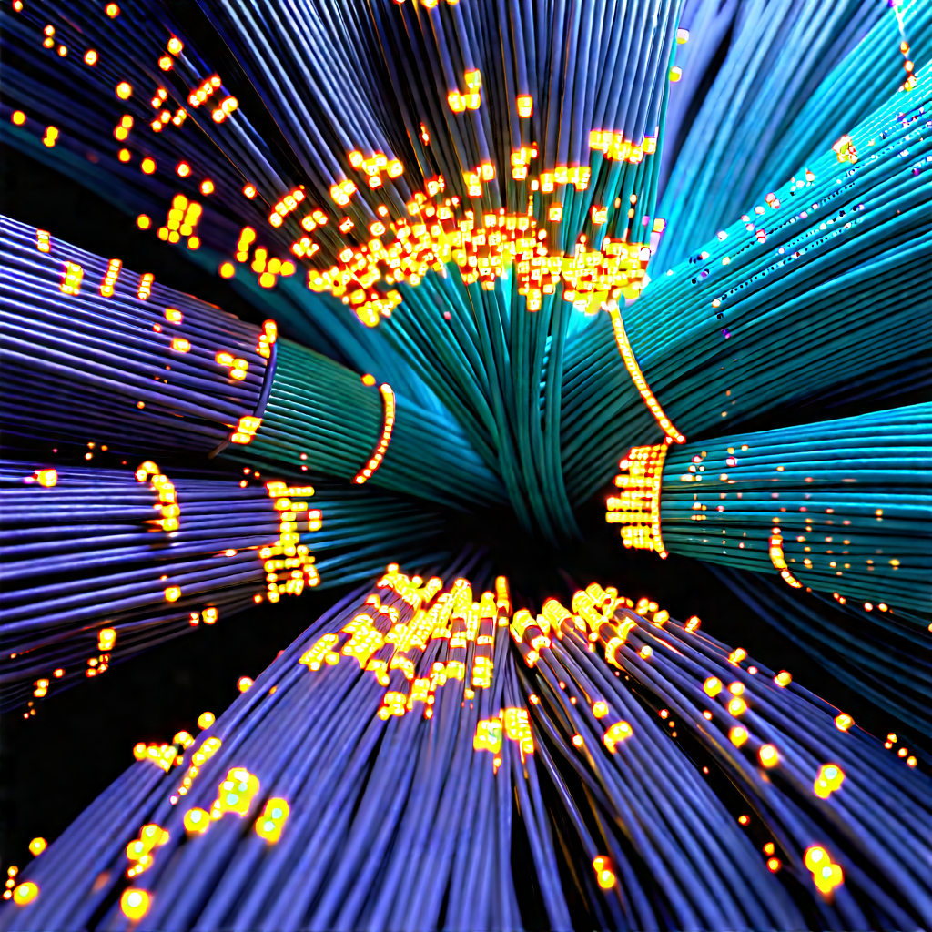 Close-up Of Fiber Optic Cables With Close-up Blue