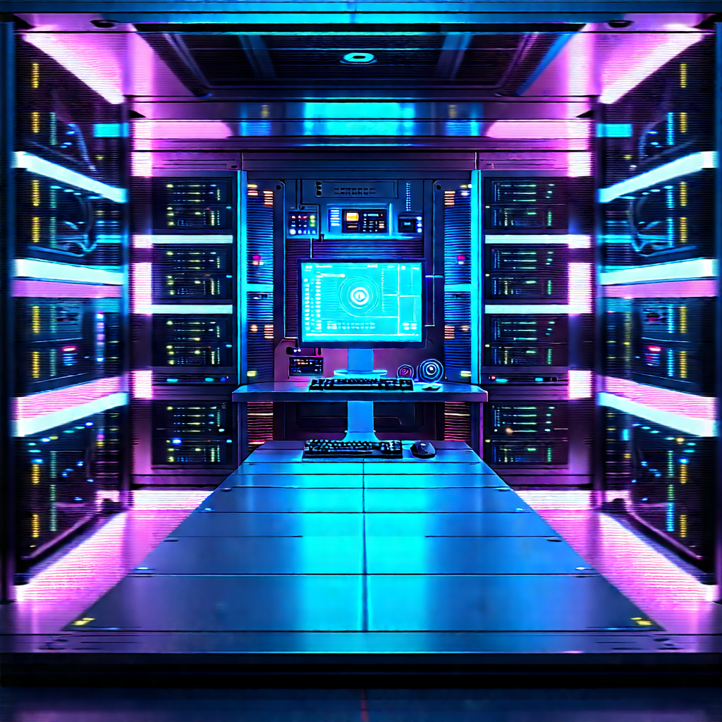 (futuristic:1.42) Server Room With Image, There