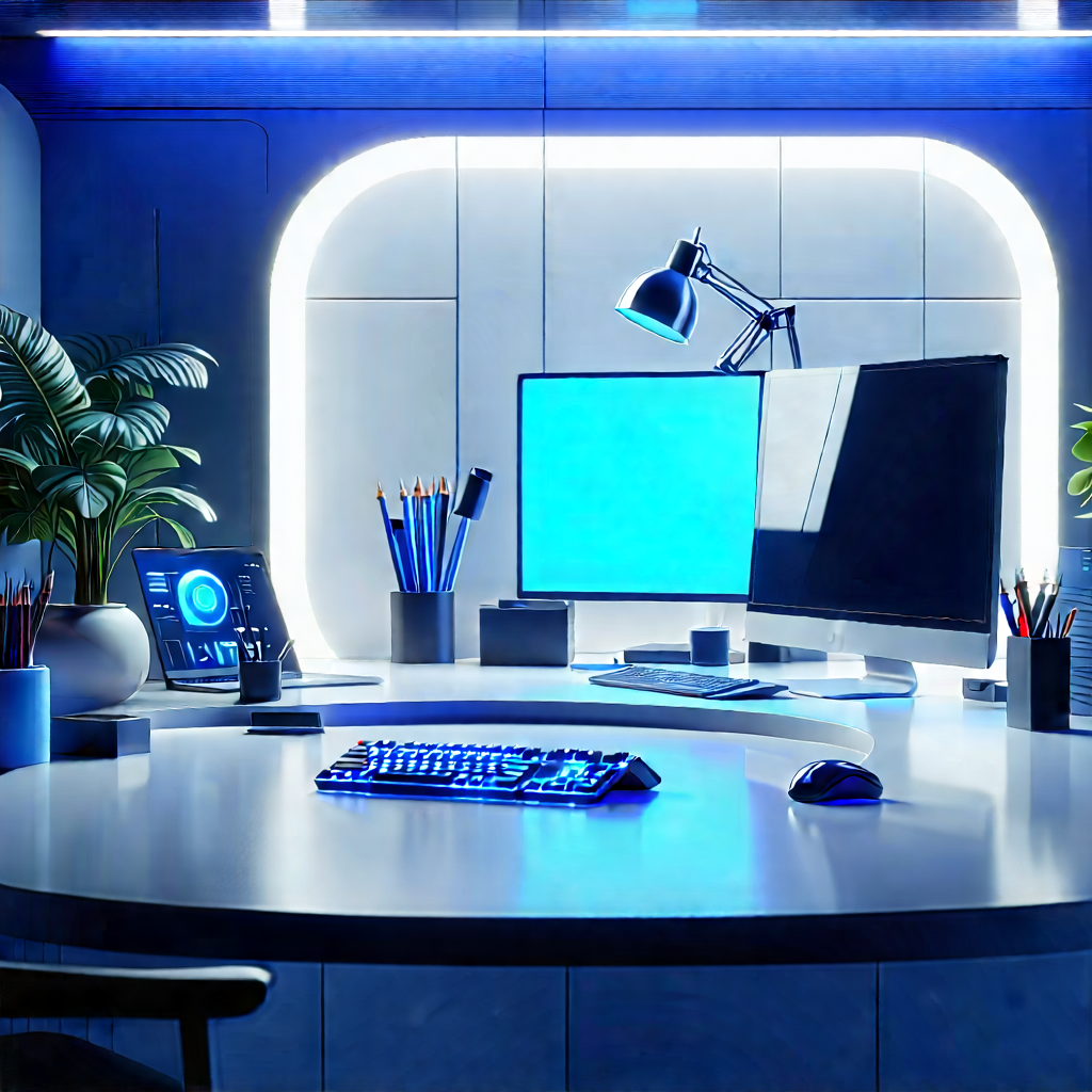 Futuristic tech startup office