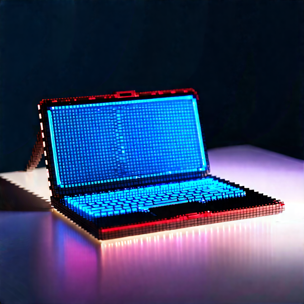 Laptop With Glowing Screen With Laptop Computer