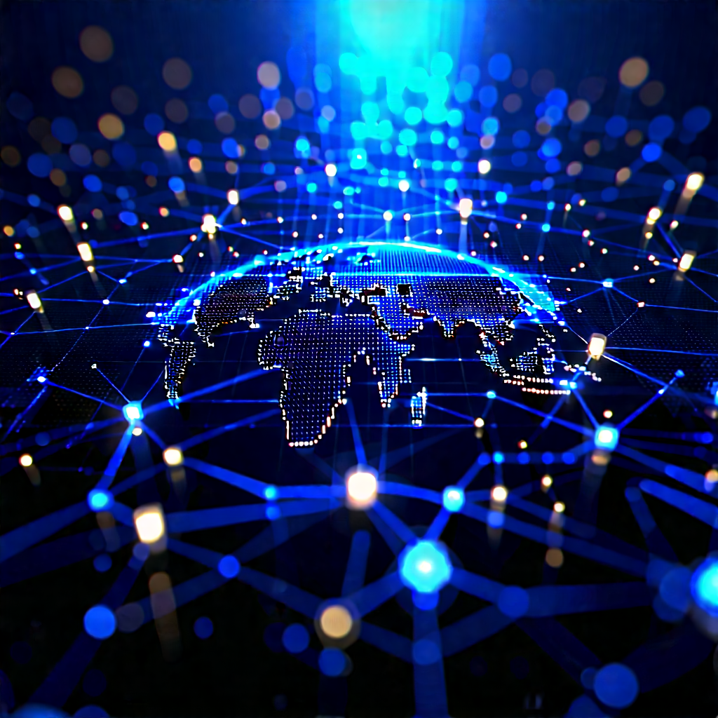 Blockchain Network Visualization With Blue White